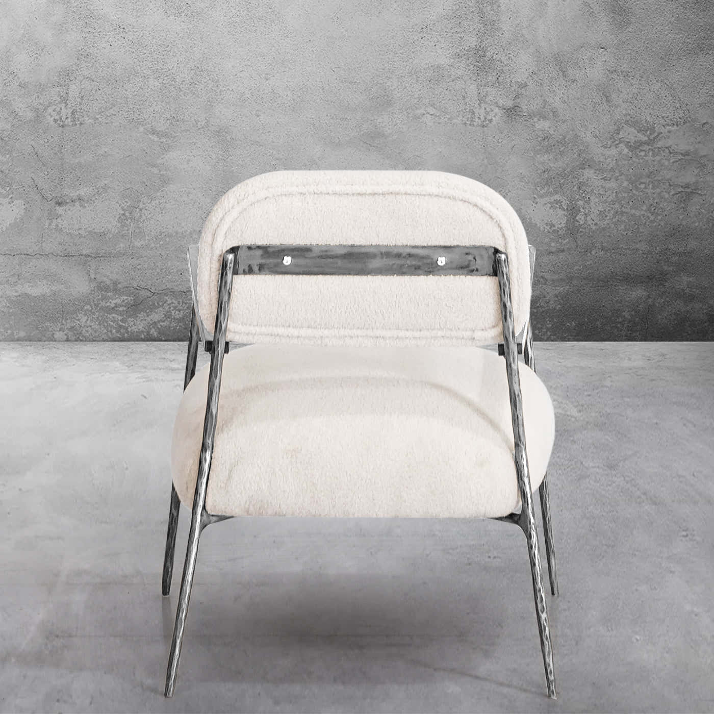 Hand-Forged Metal White Pure Wood Handrail Chair