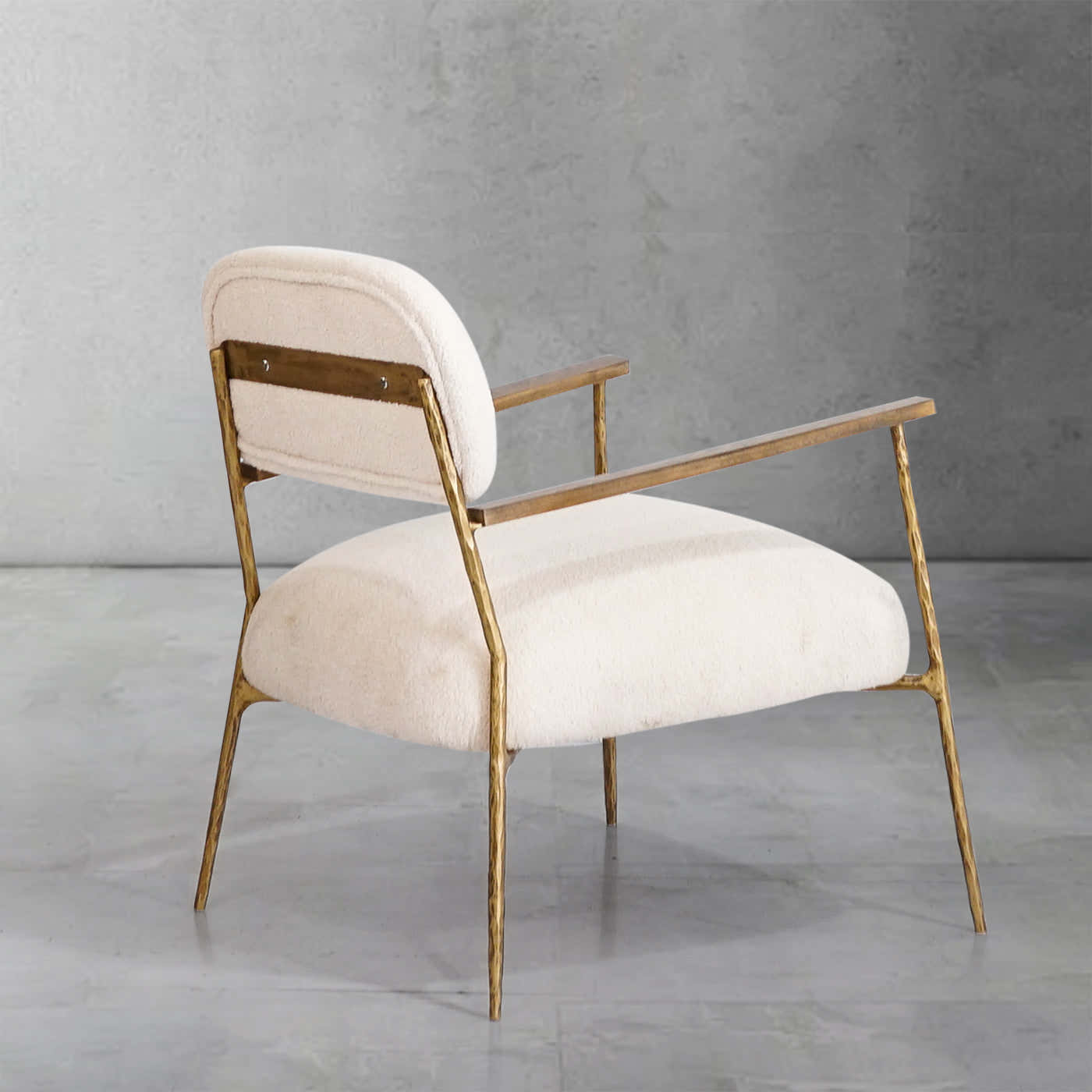 Hand-Forged Metal White Pure Wood Handrail Chair