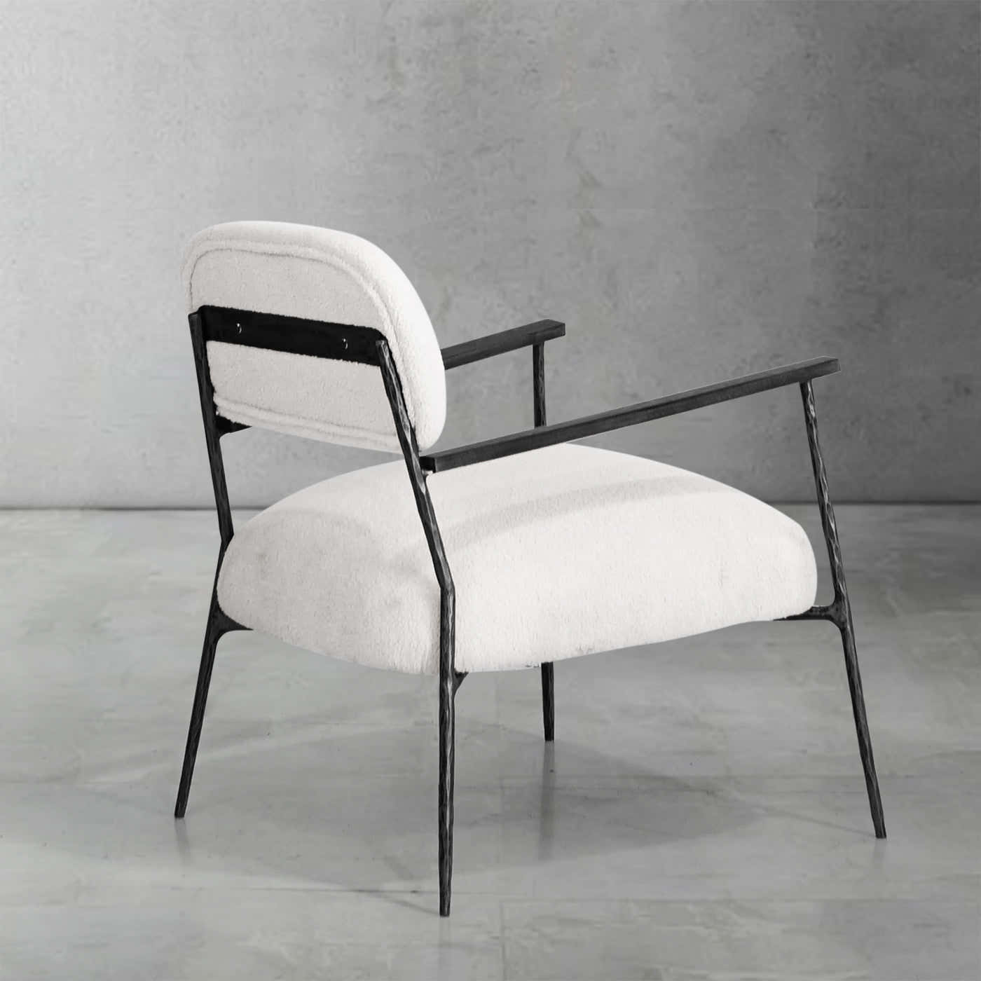 Hand-Forged Metal White Pure Wood Handrail Chair