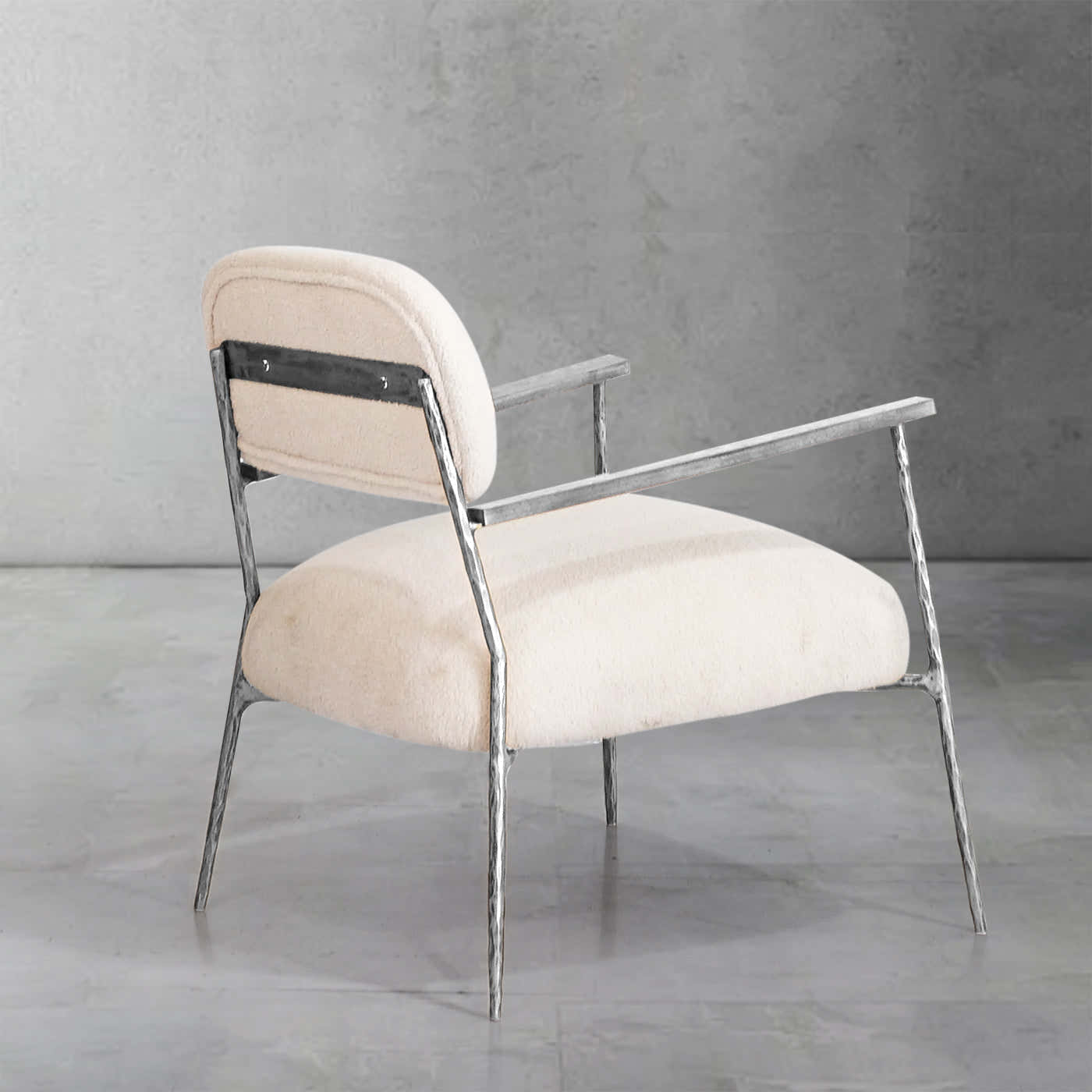 Hand-Forged Metal White Pure Wood Handrail Chair