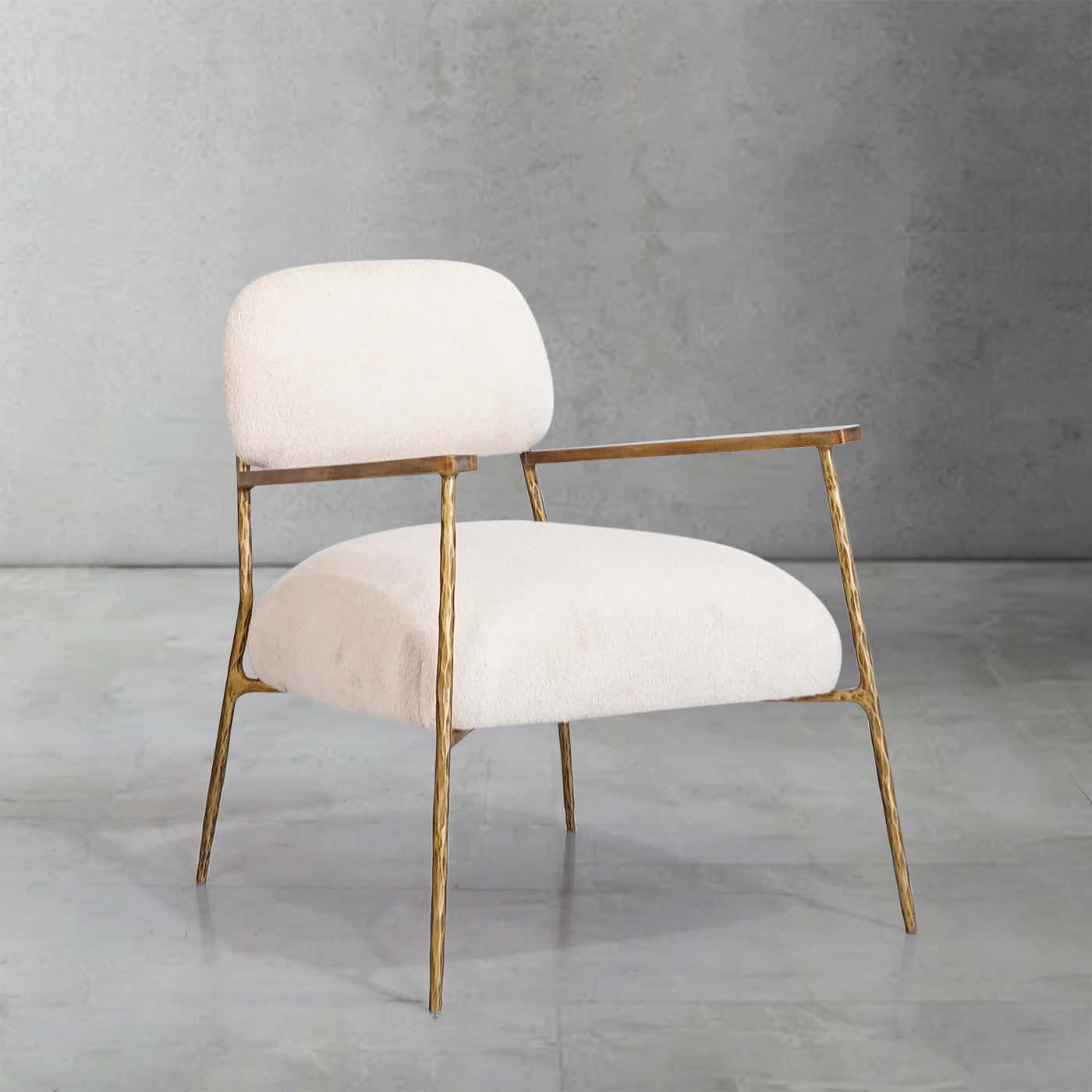 Hand-Forged Metal White Pure Wood Handrail Chair