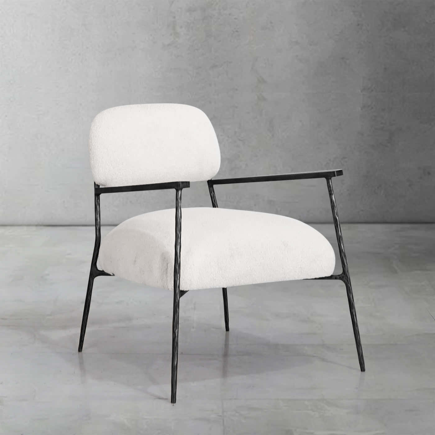 Hand-Forged Metal White Pure Wood Handrail Chair