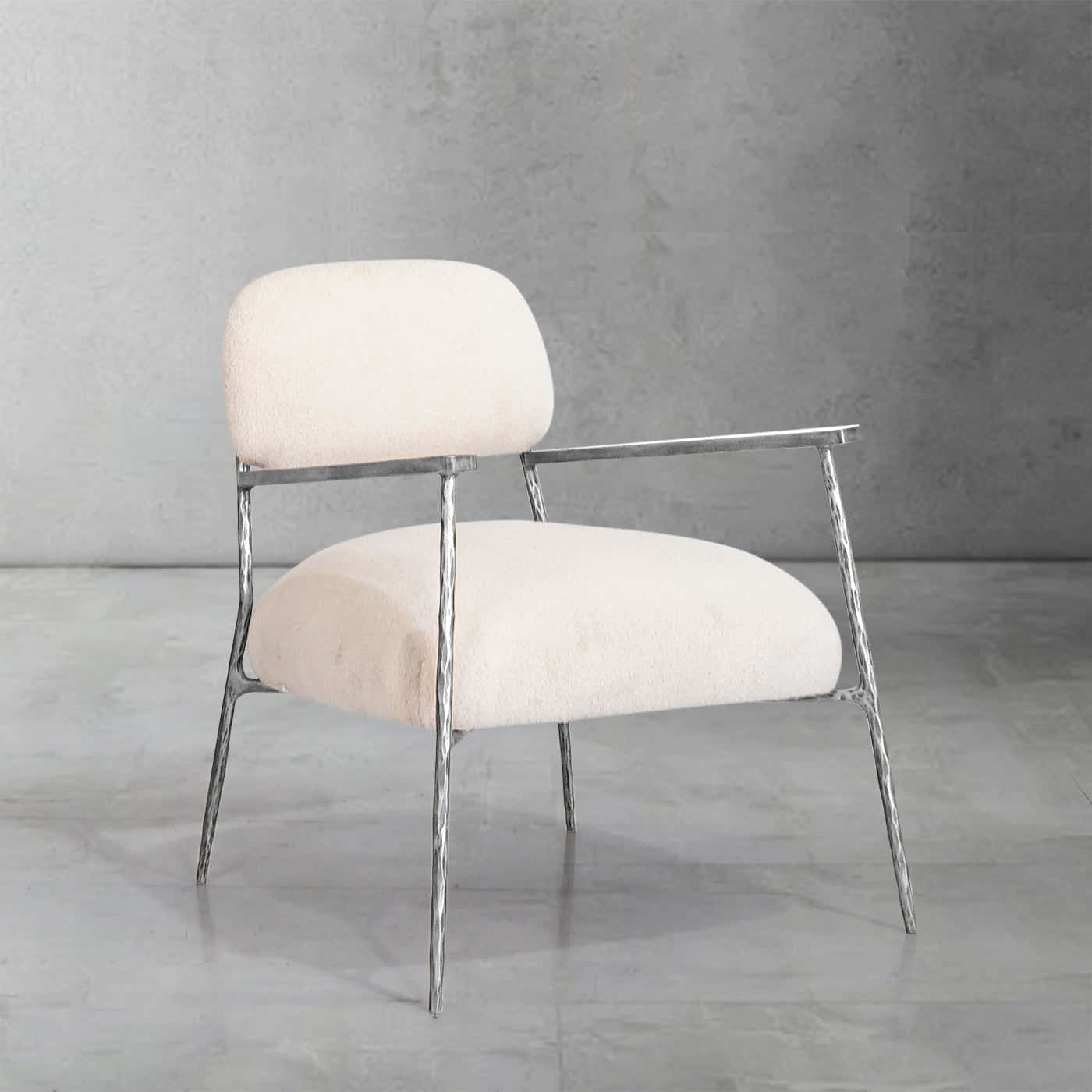 Hand-Forged Metal White Pure Wood Handrail Chair