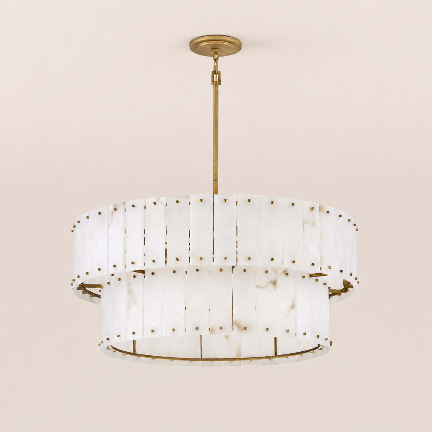 Simona Alabaster Drum 2-Tier Chandelier