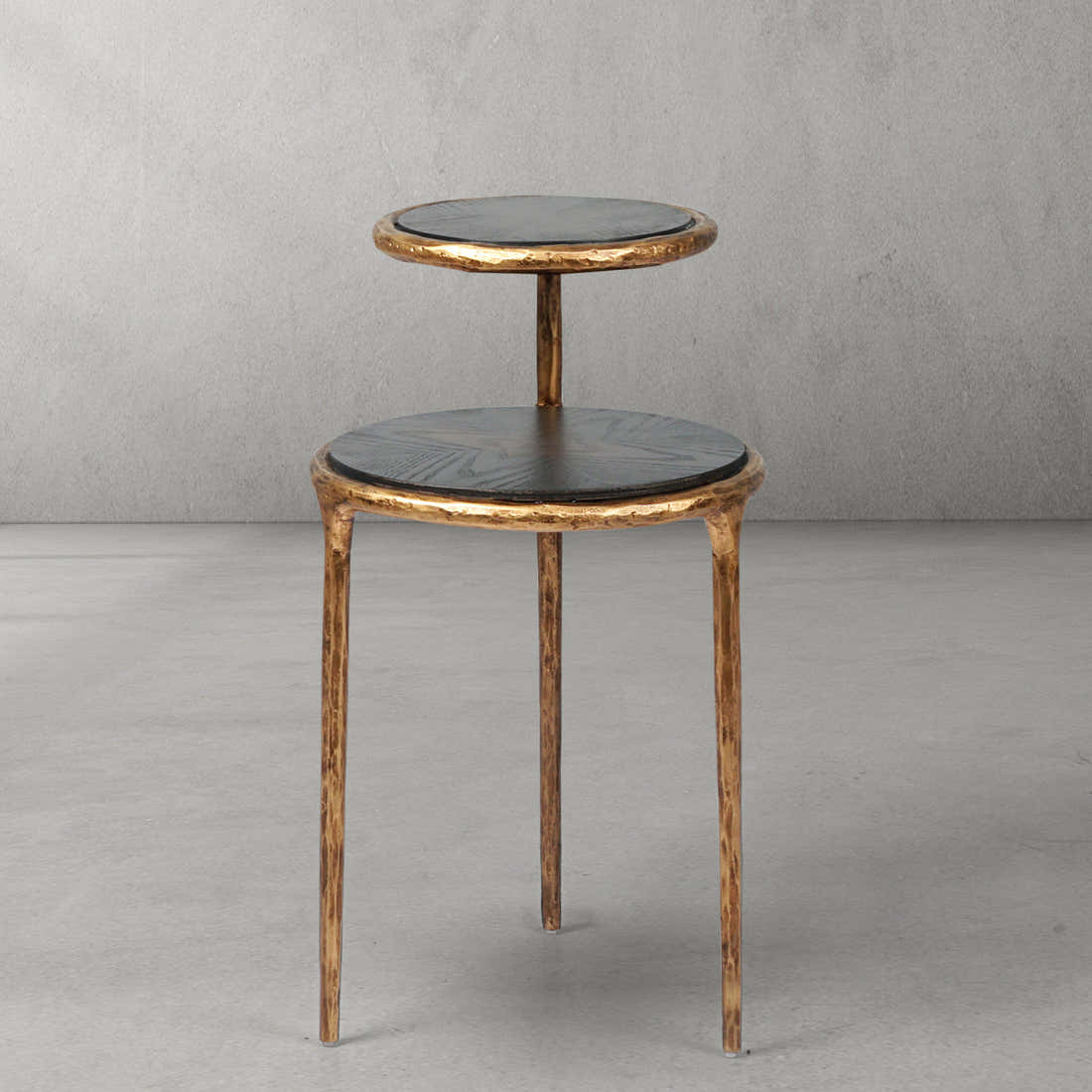 Hand-Forged Metal Tiered Accent Table