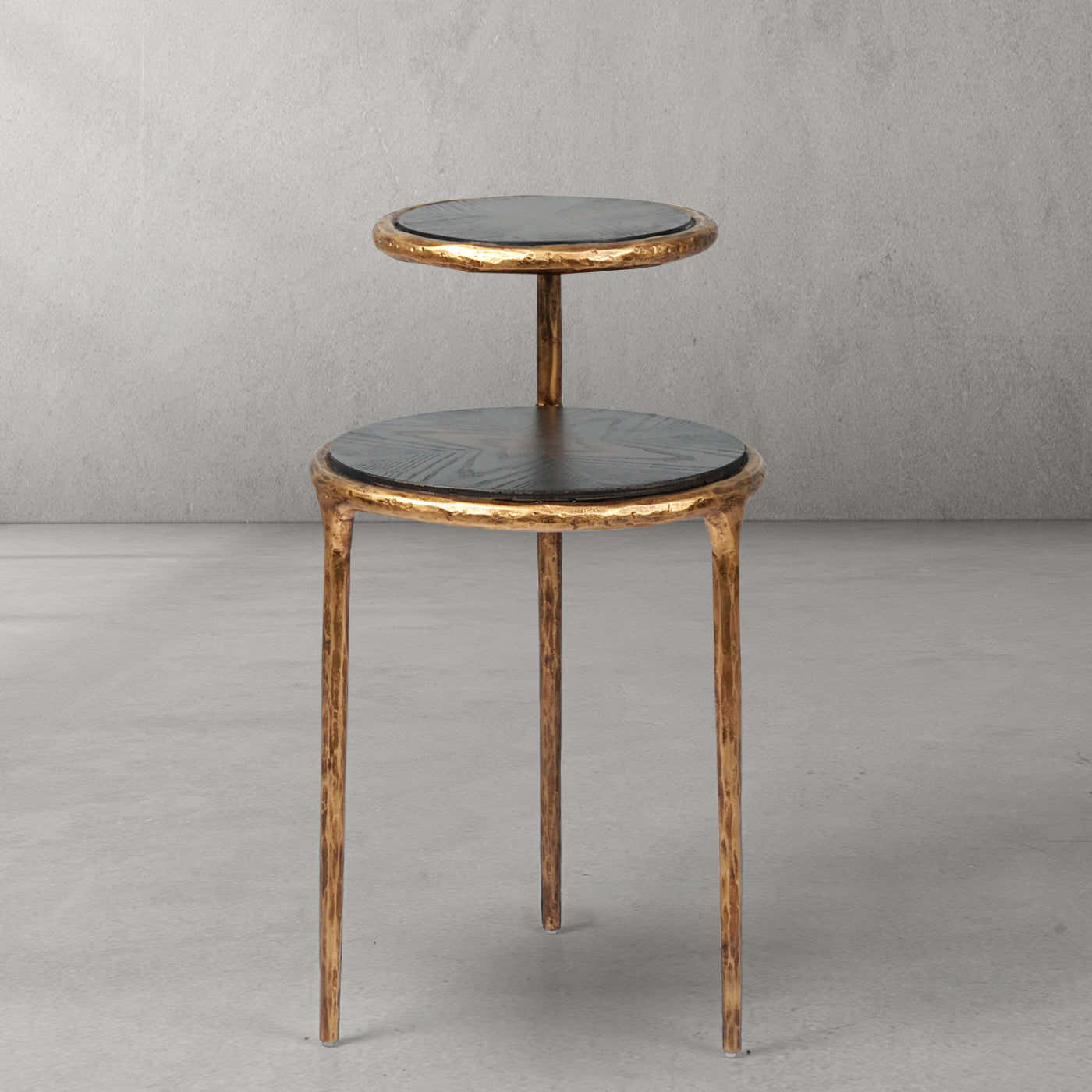 Hand-Forged Metal Tiered Accent Table