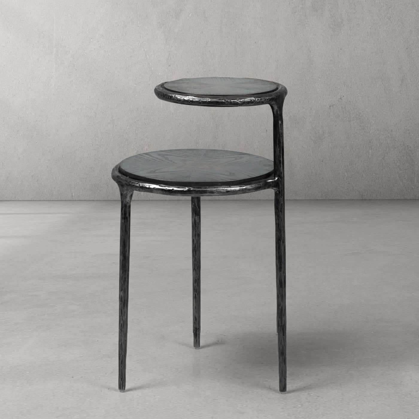 Hand-Forged Metal Tiered Accent Table