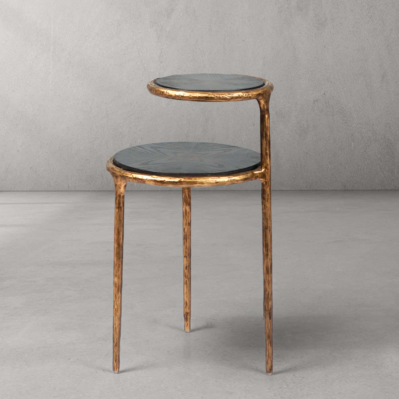 Hand-Forged Metal Tiered Accent Table