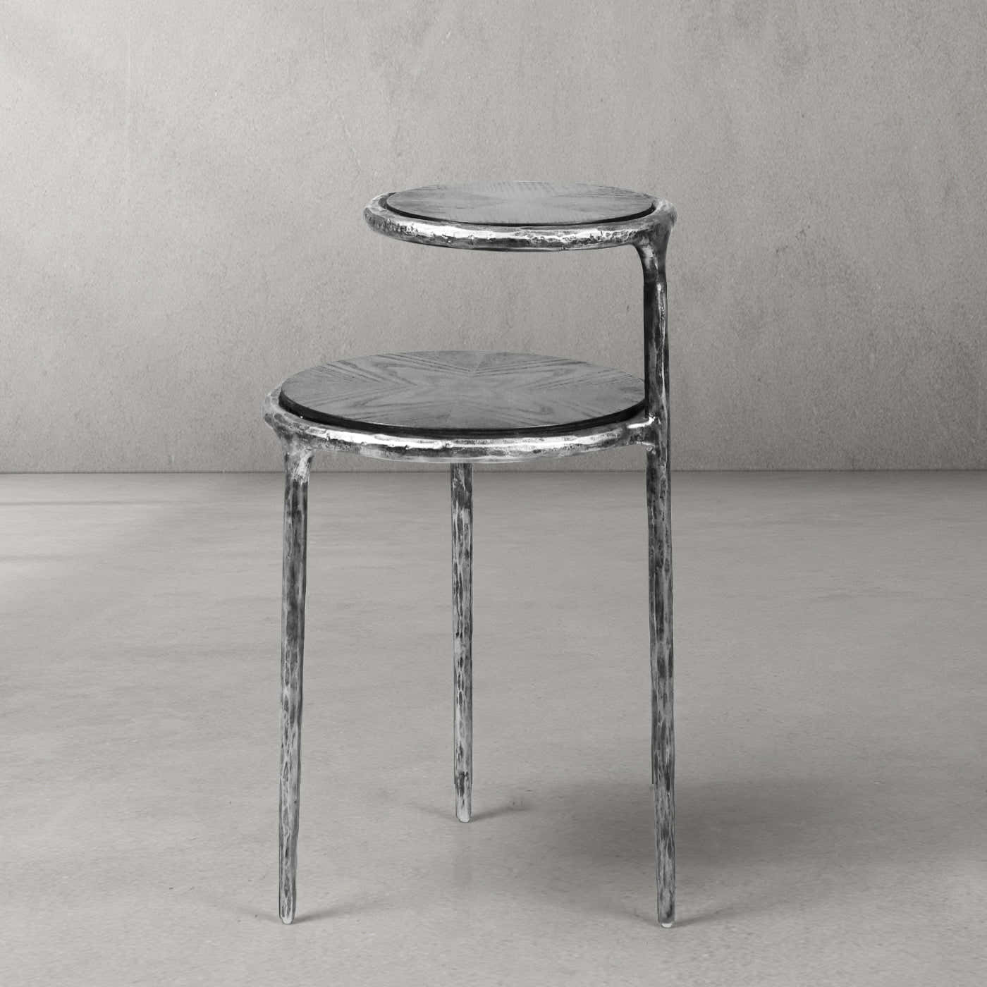 Hand-Forged Metal Tiered Accent Table