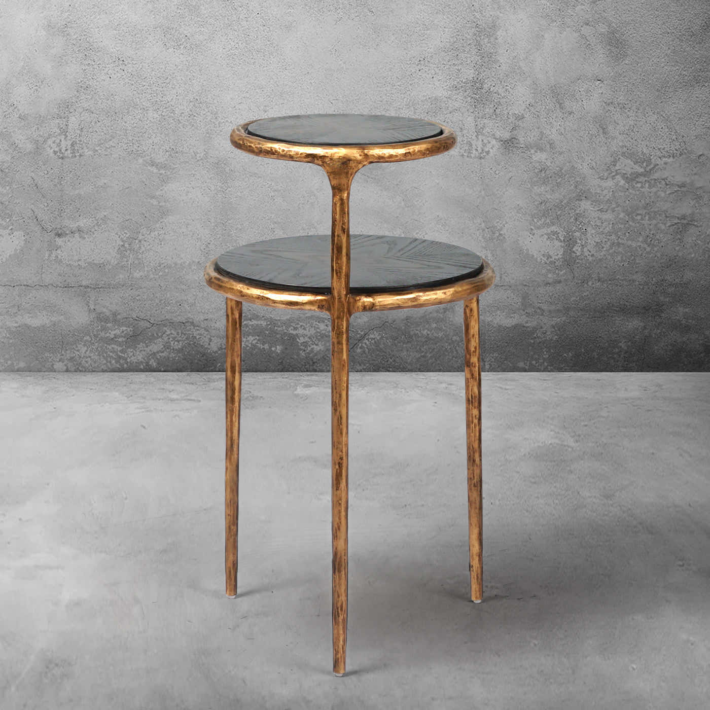 Hand-Forged Metal Tiered Accent Table
