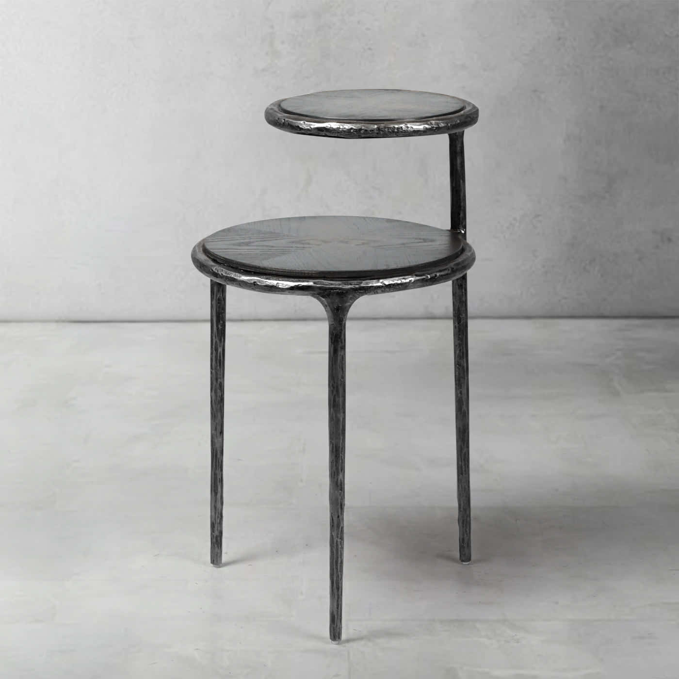 Hand-Forged Metal Tiered Accent Table
