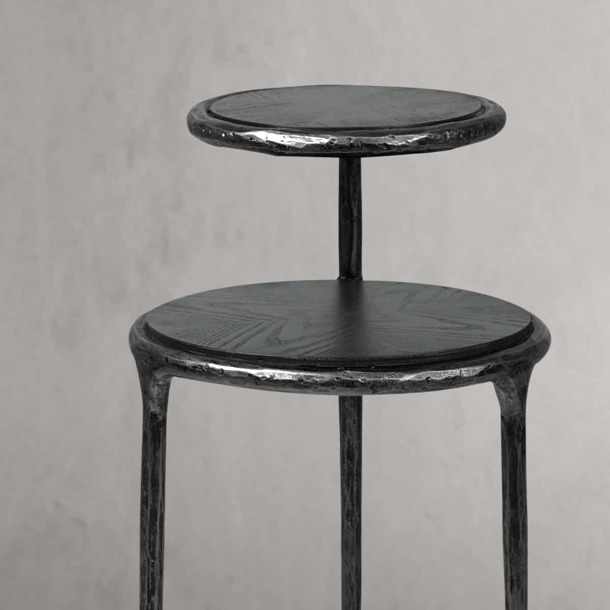 Hand-Forged Metal Tiered Accent Table