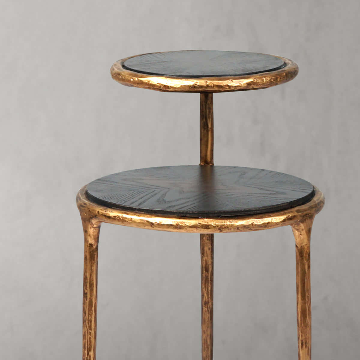 Hand-Forged Metal Tiered Accent Table