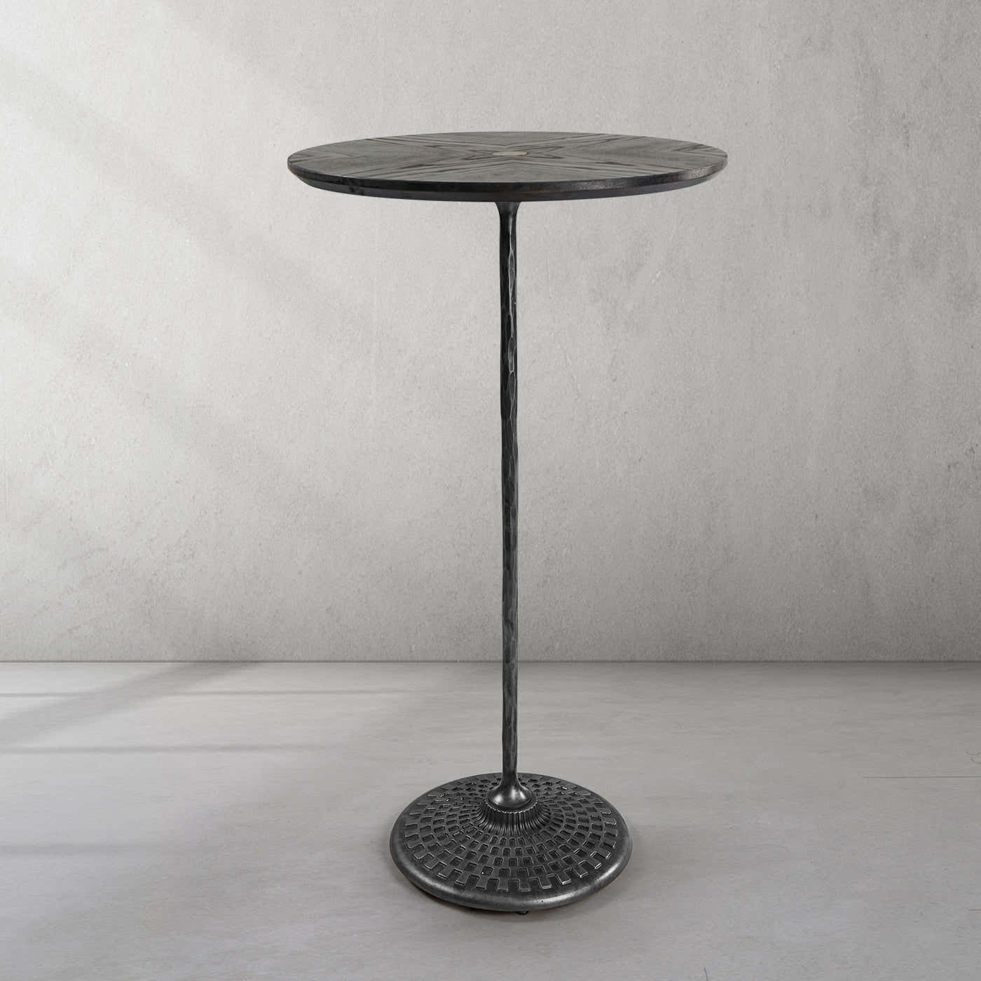 Hand-Forged Metal Wooden Side Table