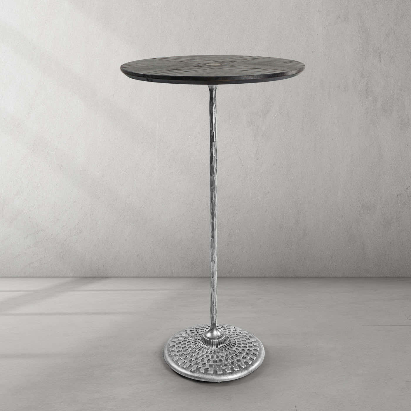 Hand-Forged Metal Wooden Side Table