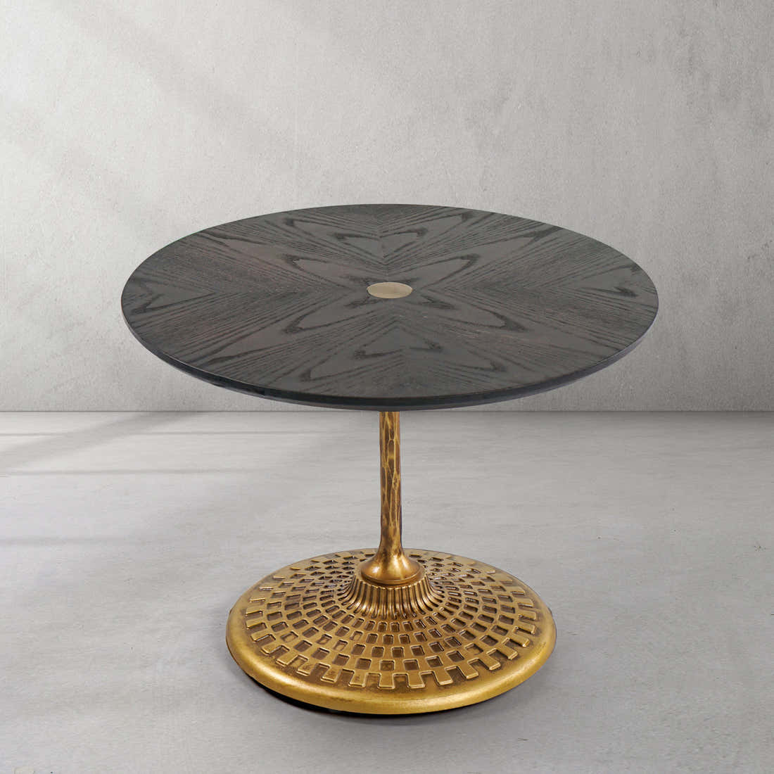 Hand-Forged Metal Wooden Side Table