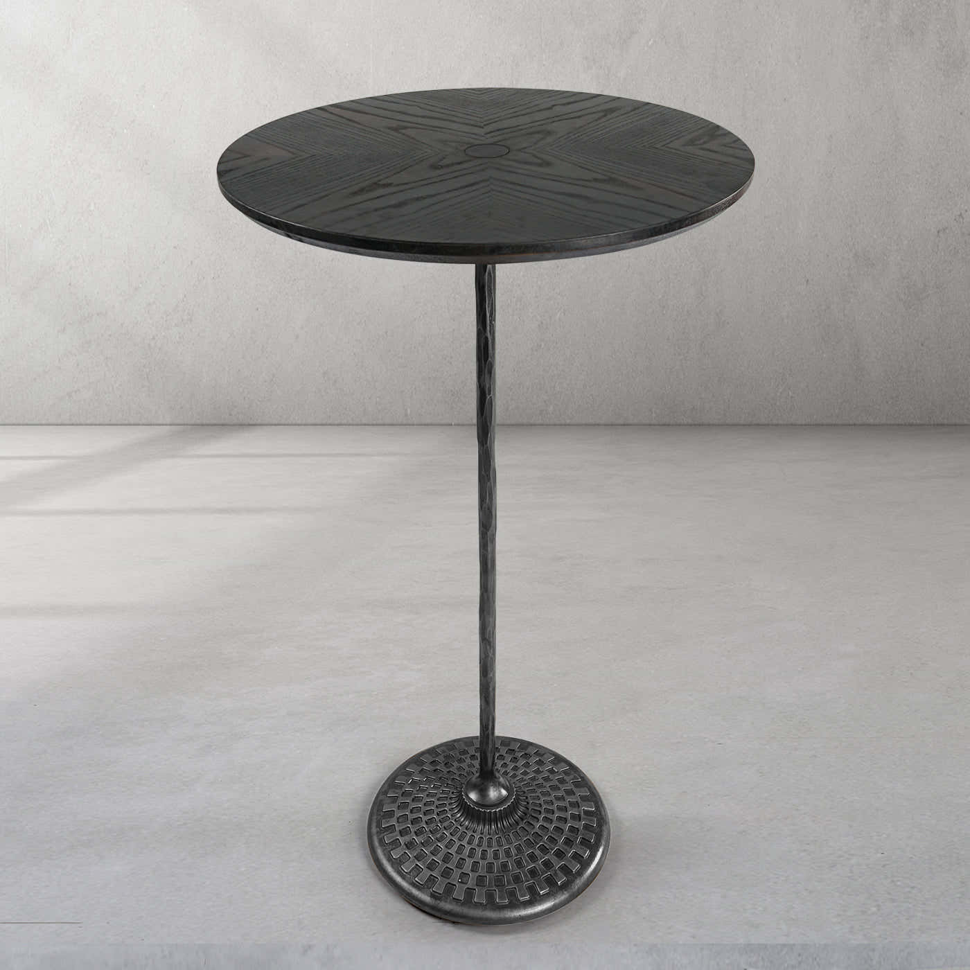 Hand-Forged Metal Wooden Side Table