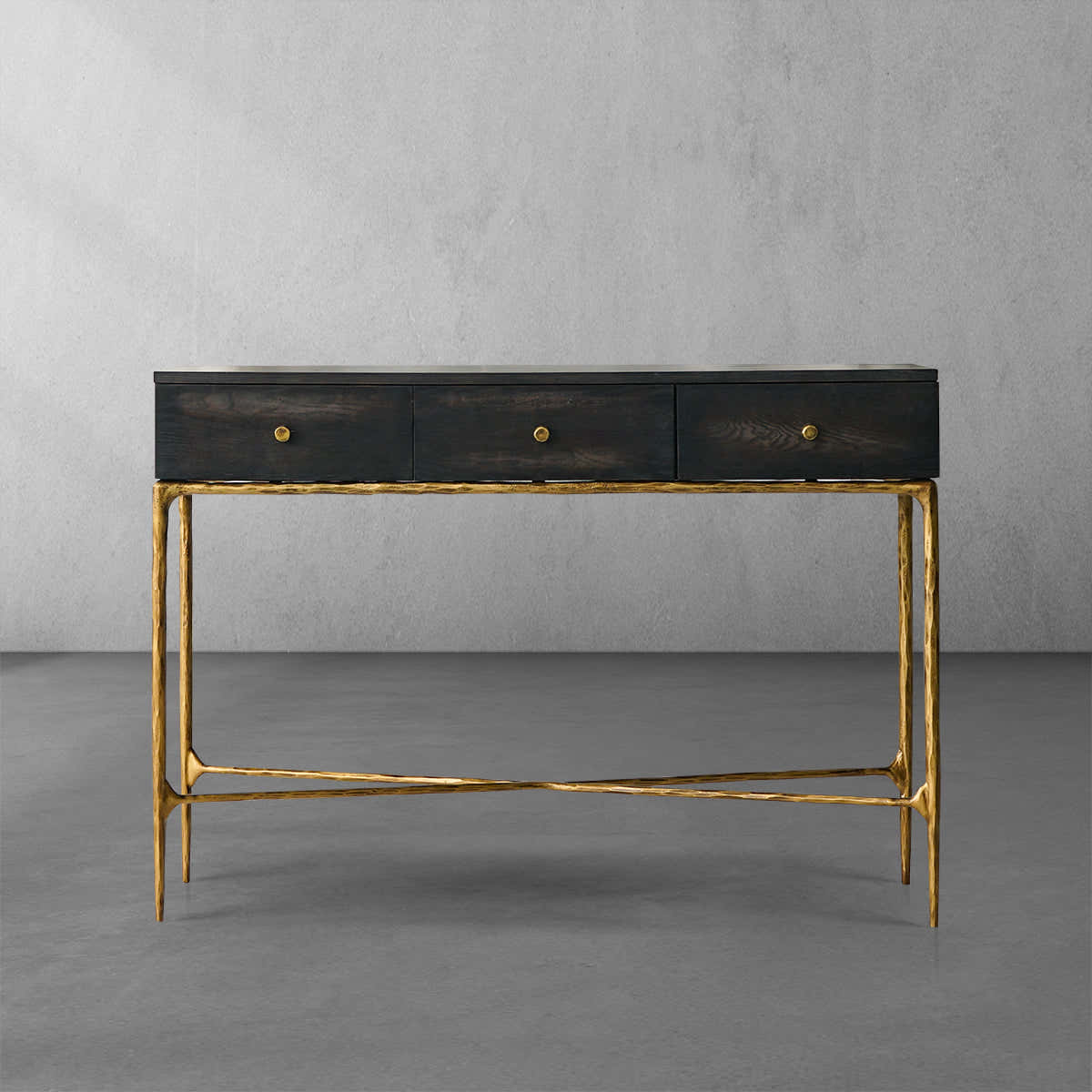 Hand-Forged Metal 3 Drawer Desk