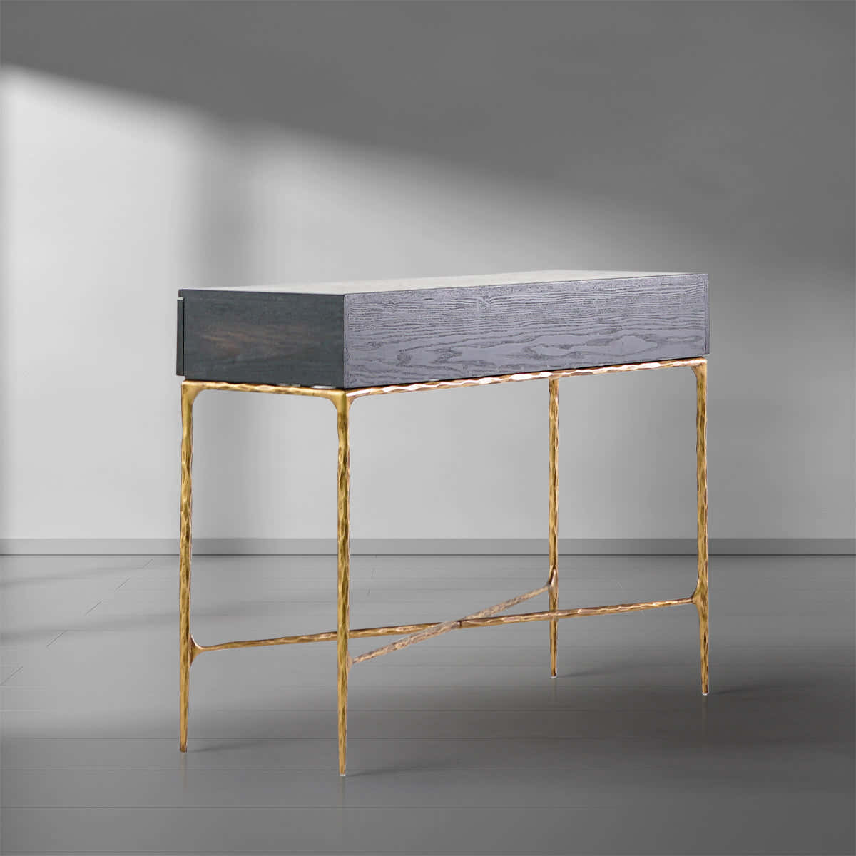 Hand-Forged Metal 3 Drawer Desk