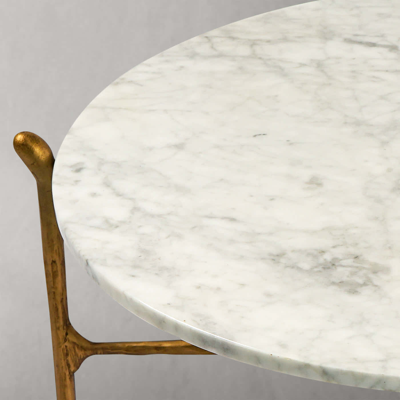 Hand-Forged Metal Round  Horn Marble Coffee Table & Side Table