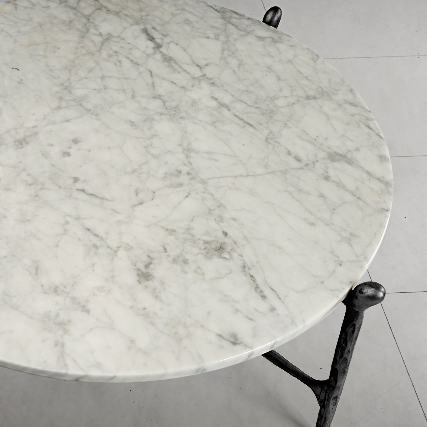 Hand-Forged Metal Round  Horn Marble Coffee Table & Side Table