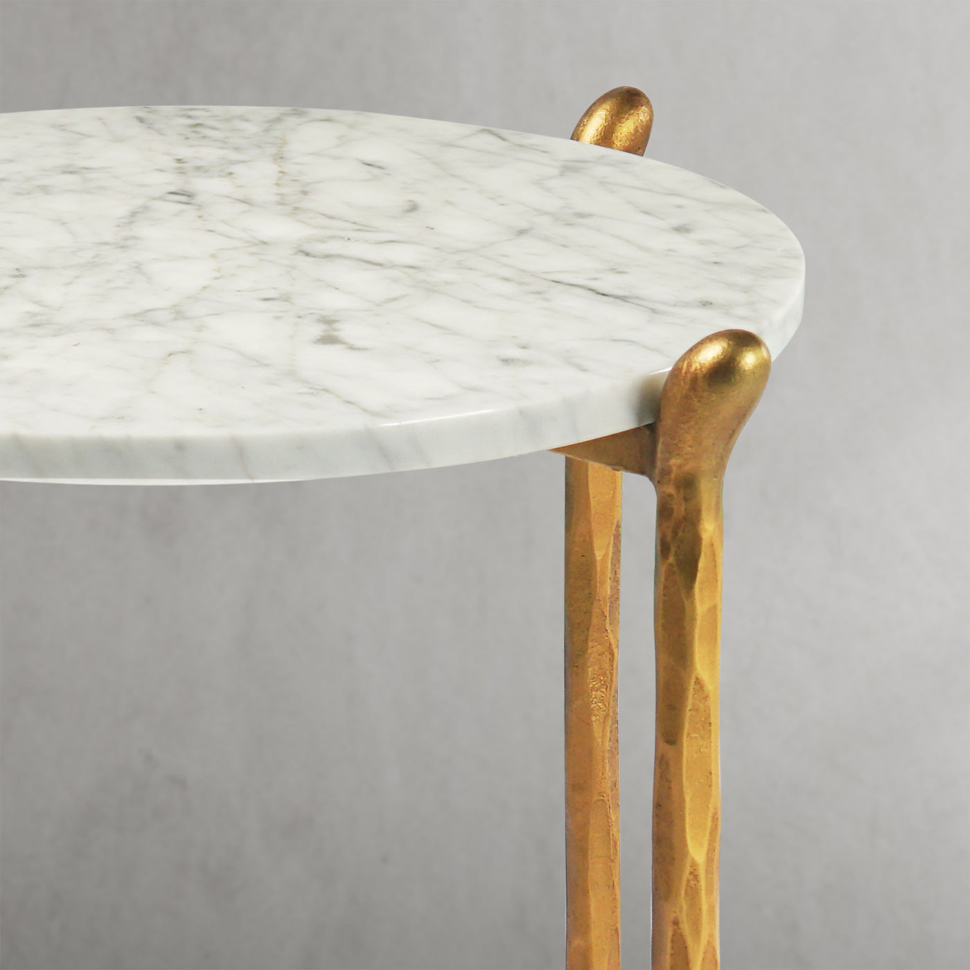 Hand-Forged Metal Round  Horn Marble Coffee Table & Side Table