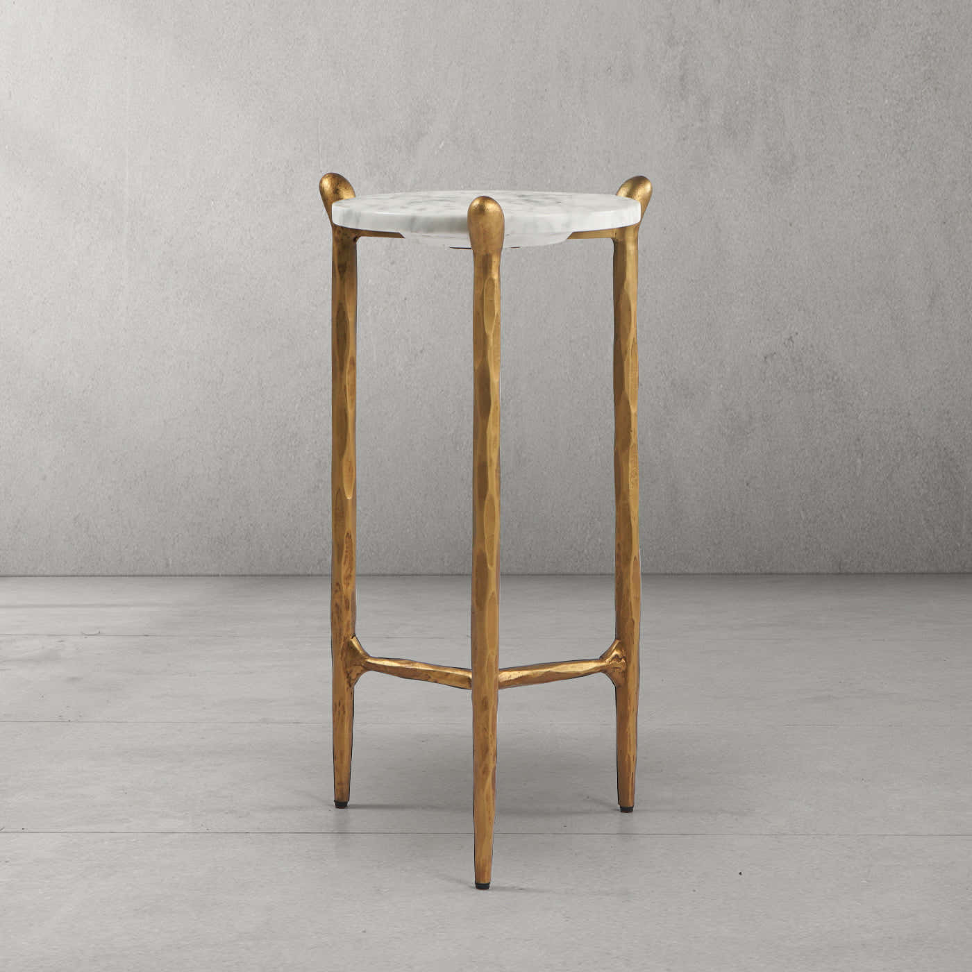 Hand-Forged Metal Round  Horn Marble Coffee Table & Side Table