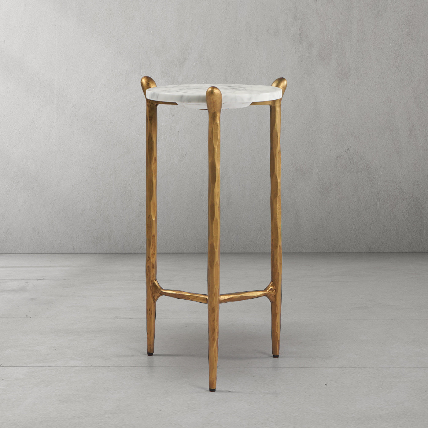 Hand-Forged Metal Round  Horn Marble Coffee Table & Side Table