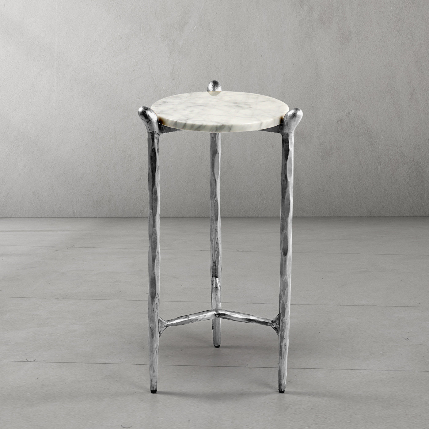 Hand-Forged Metal Round  Horn Marble Coffee Table & Side Table