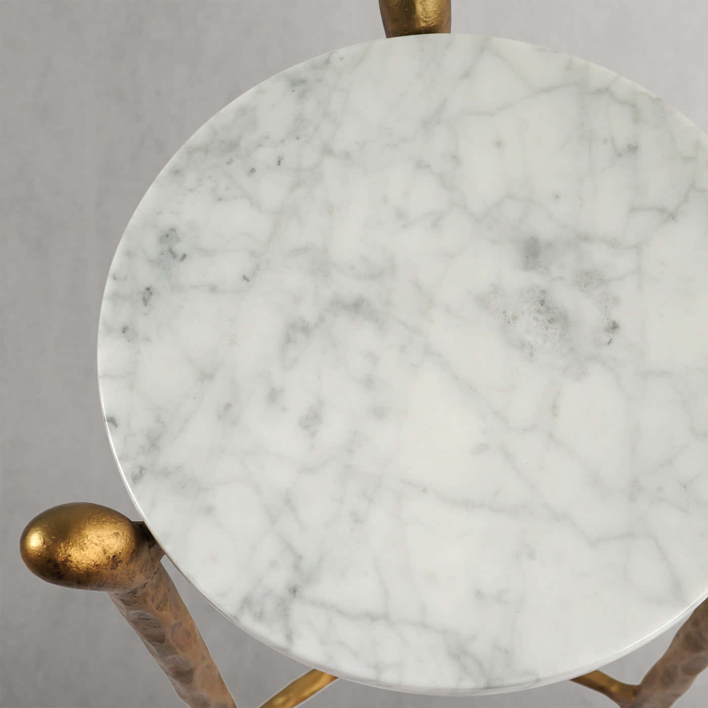 Hand-Forged Metal Round  Horn Marble Coffee Table & Side Table