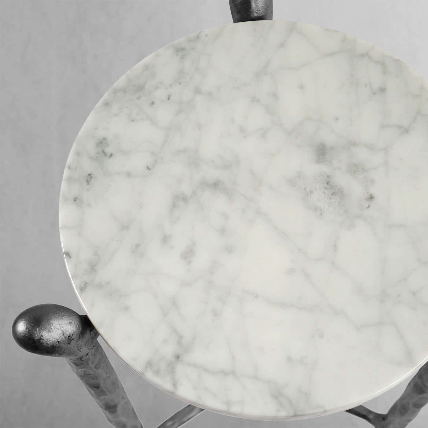 Hand-Forged Metal Round  Horn Marble Coffee Table & Side Table