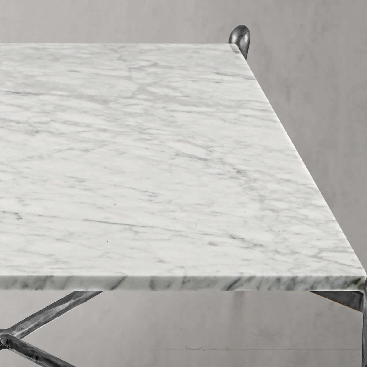 Hand-Forged Metal Square Horn Marble Coffee Table 39" 50"