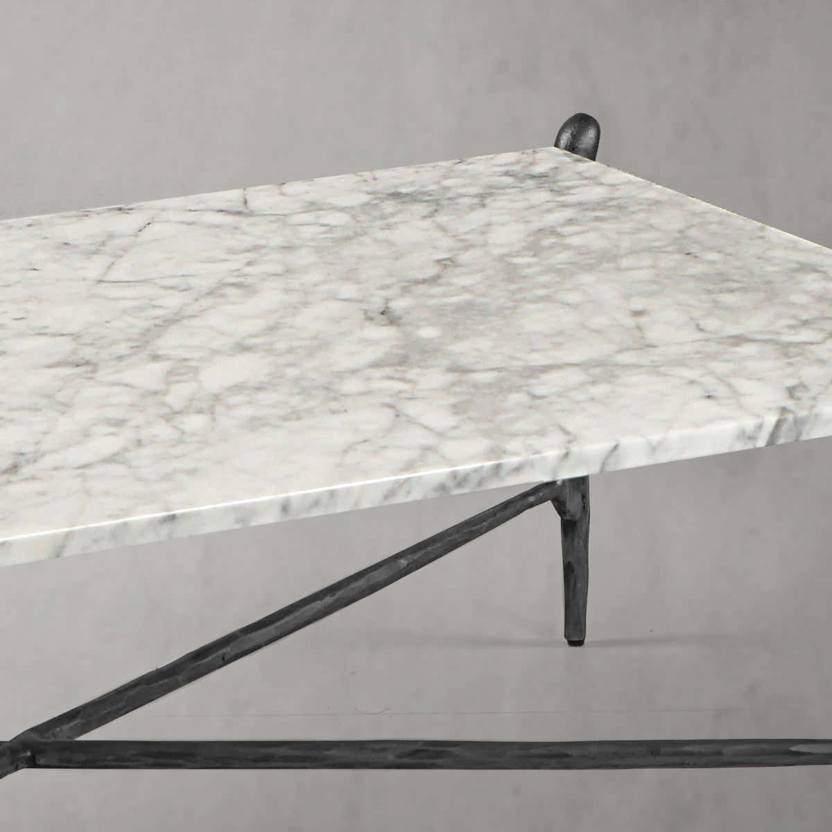 Hand-Forged Metal Square Horn Marble Coffee Table 39" 50"