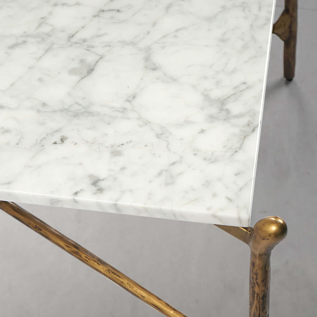Hand-Forged Metal Square Horn Marble Coffee Table 39" 50"