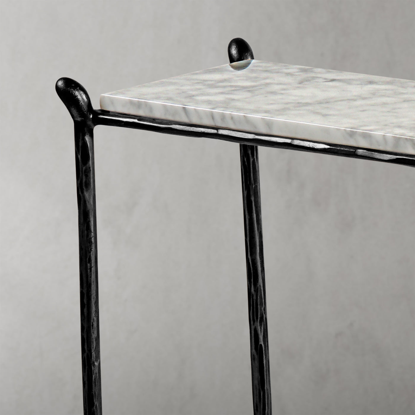 Hand-Forged Metal Rectangle Horn Marble Console Table
