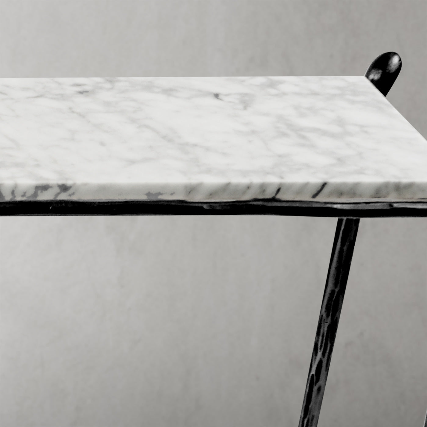 Hand-Forged Metal Rectangle Horn Marble Console Table
