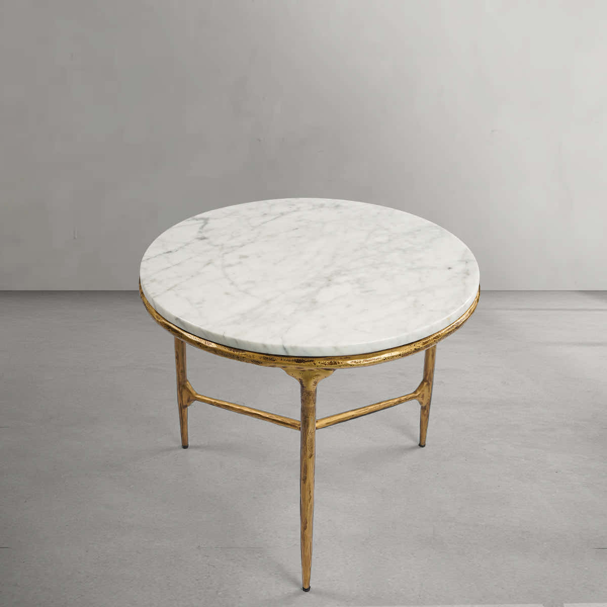 Hand-Forged Metal Marble Round Side Table 3 Leg 24"D