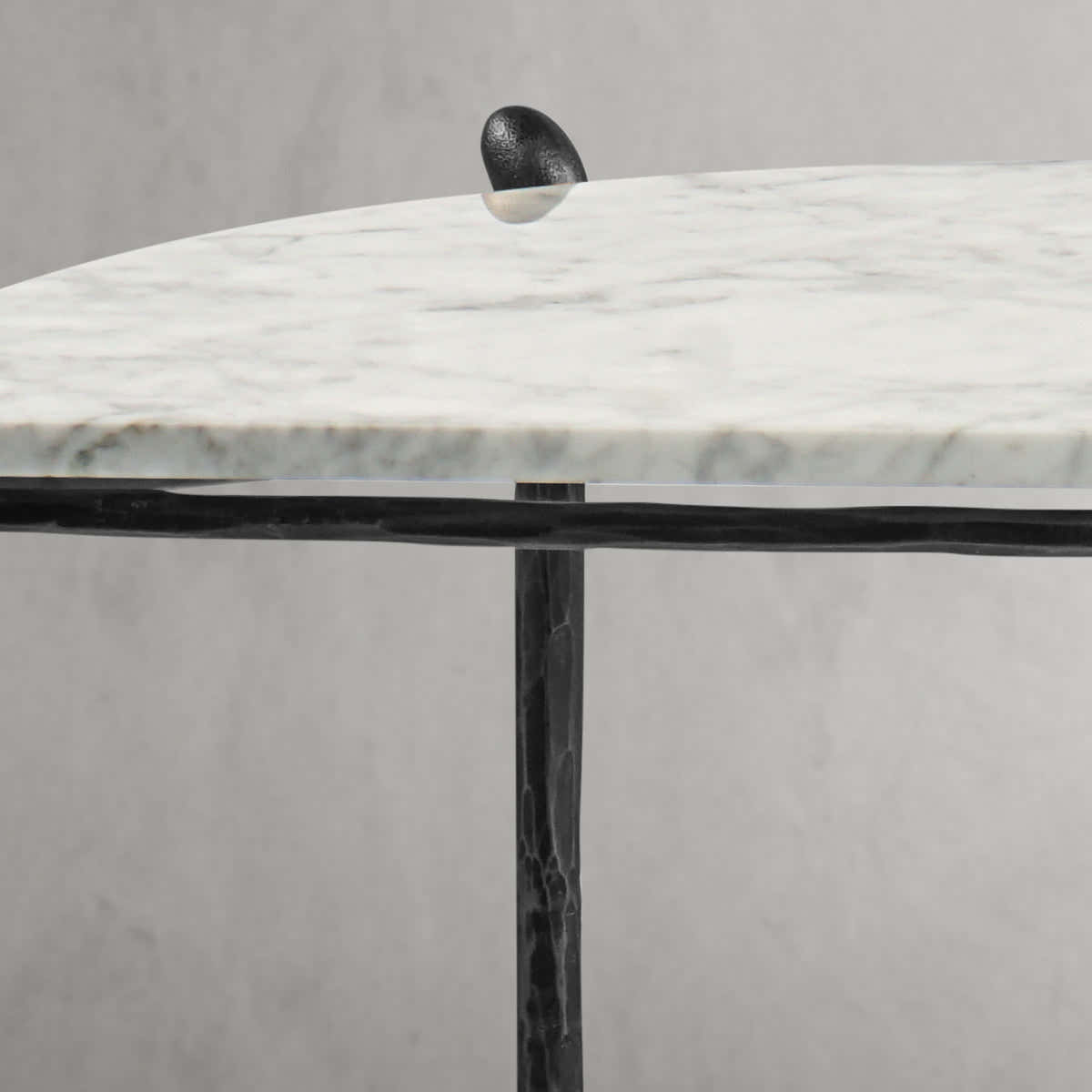 Hand-Forged Metal Horn Semi-Circle Marble Console Table