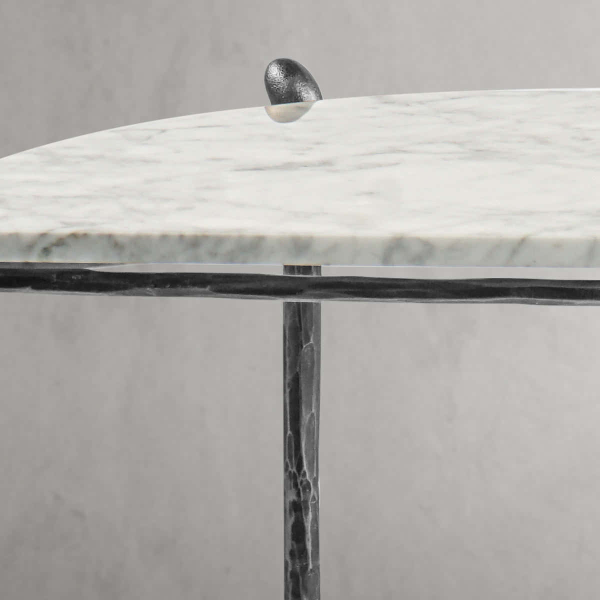Hand-Forged Metal Horn Semi-Circle Marble Console Table
