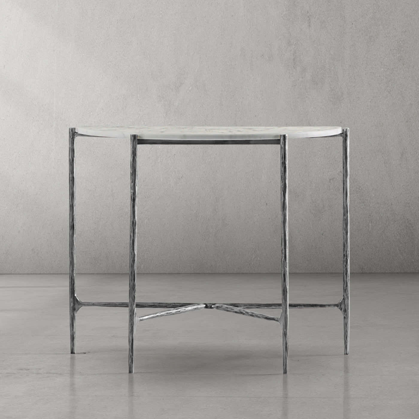 Hand-Forged Metal Semi-circle Console Table