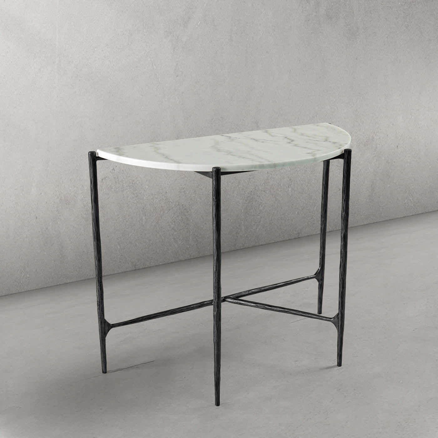 Hand-Forged Metal Semi-circle Console Table