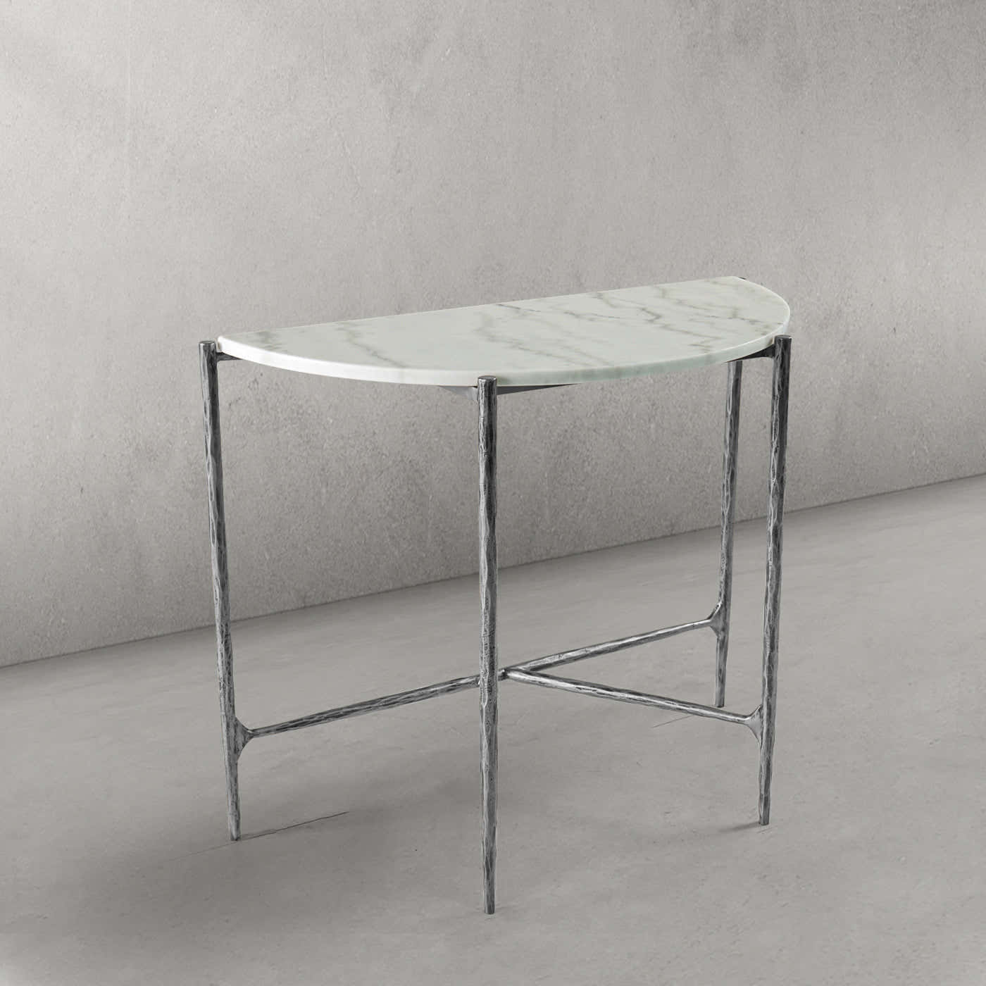 Hand-Forged Metal Semi-circle Console Table