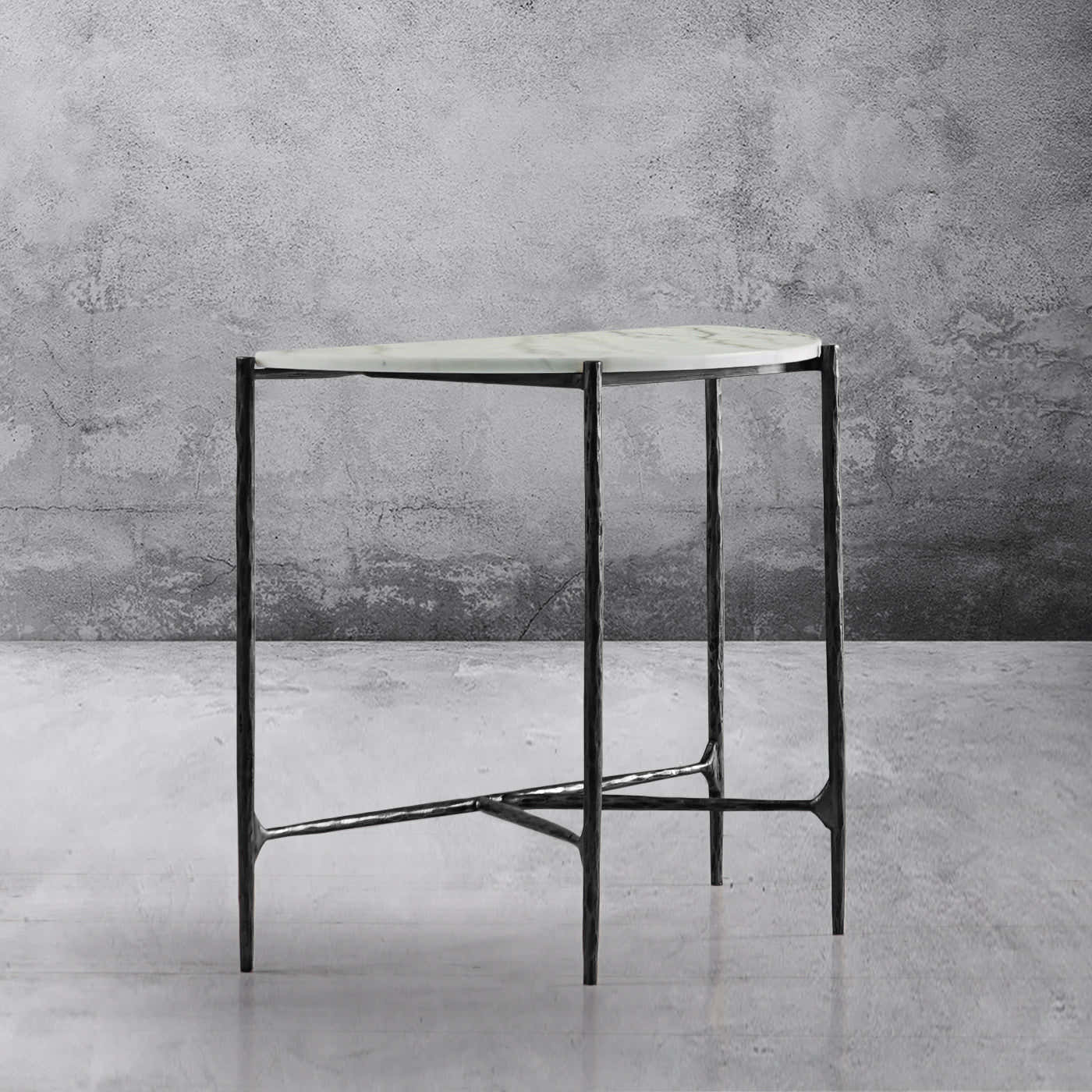 Hand-Forged Metal Semi-circle Console Table