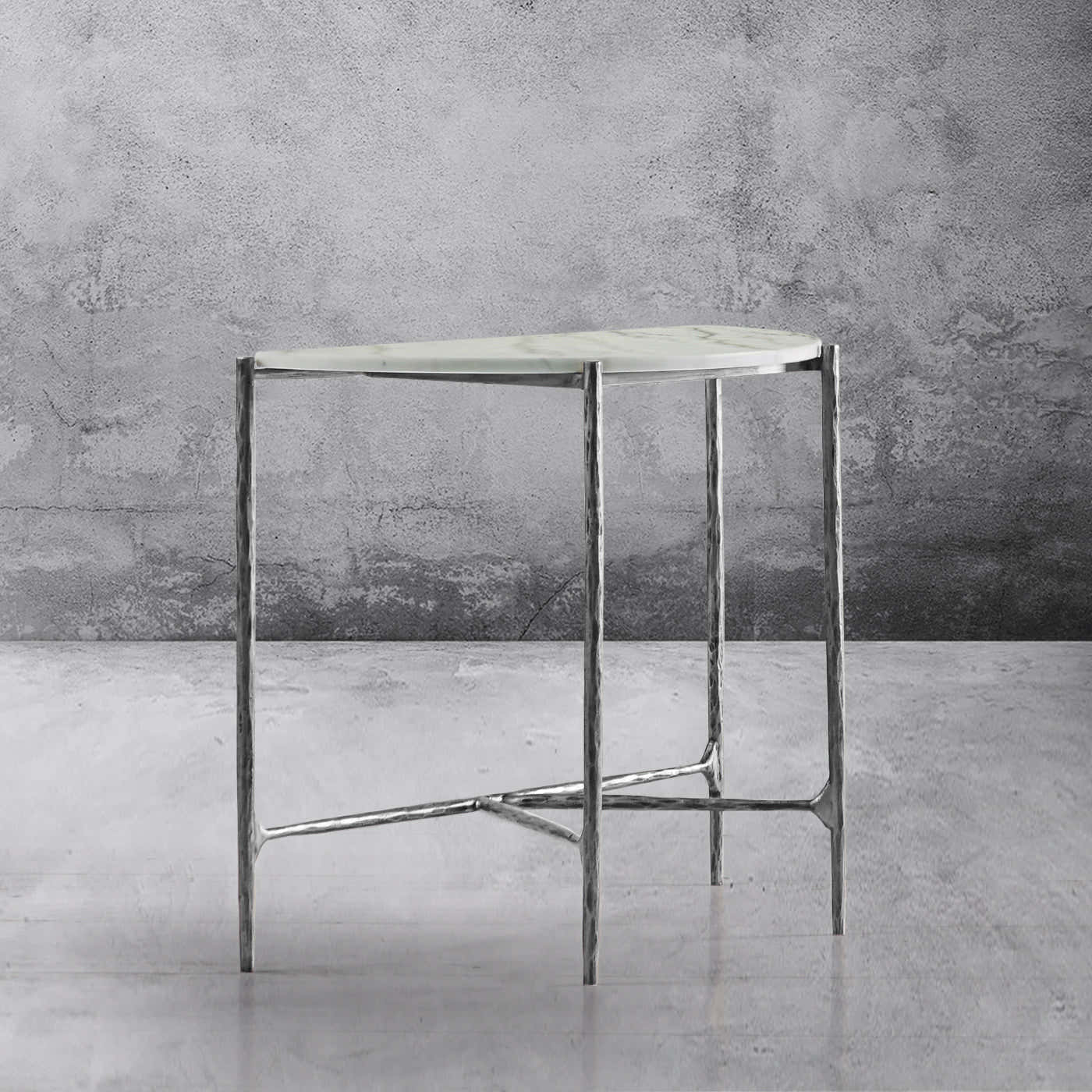 Hand-Forged Metal Semi-circle Console Table