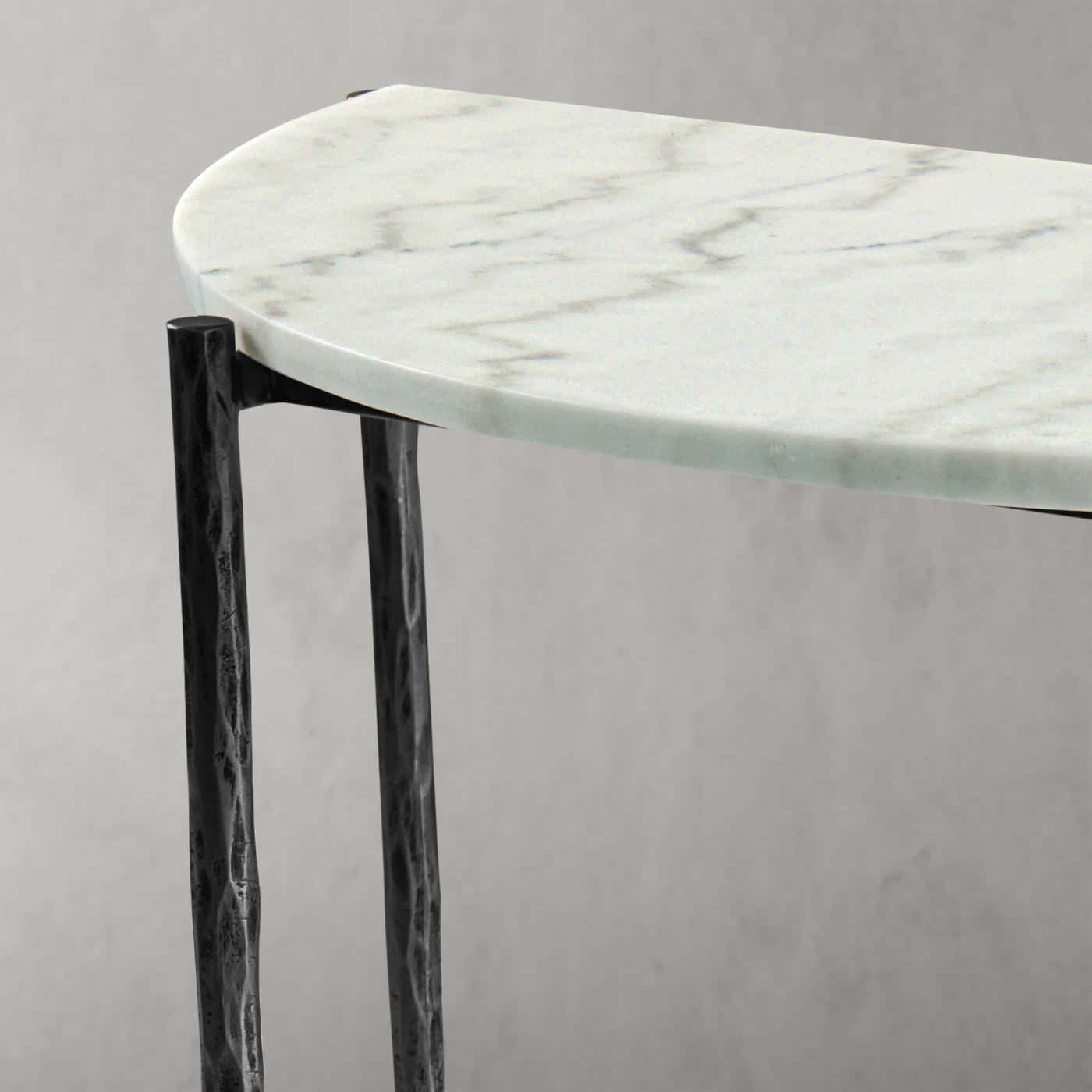 Hand-Forged Metal Semi-circle Console Table
