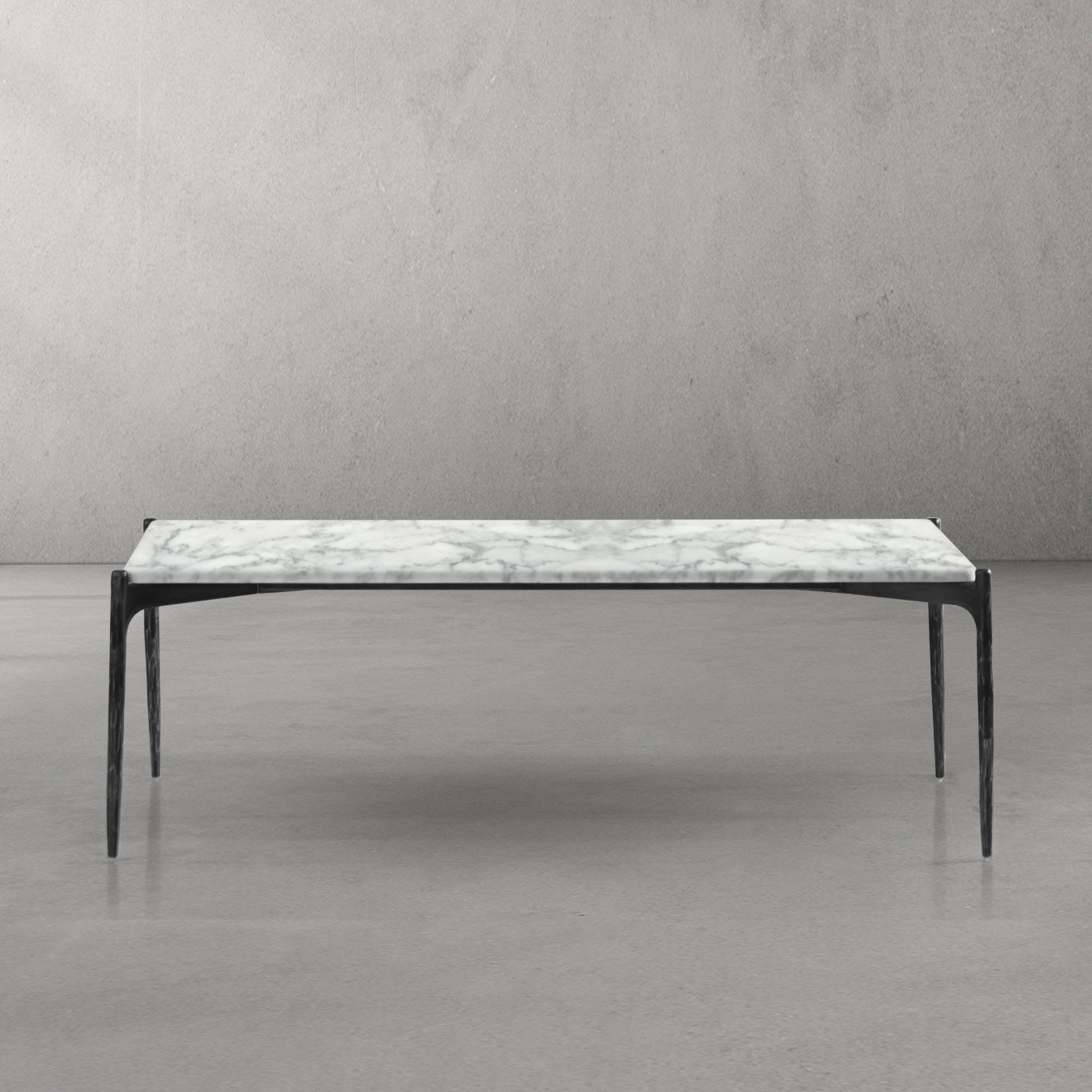 Hand-Forged Metal Rectangle Horn Marble Coffee Table