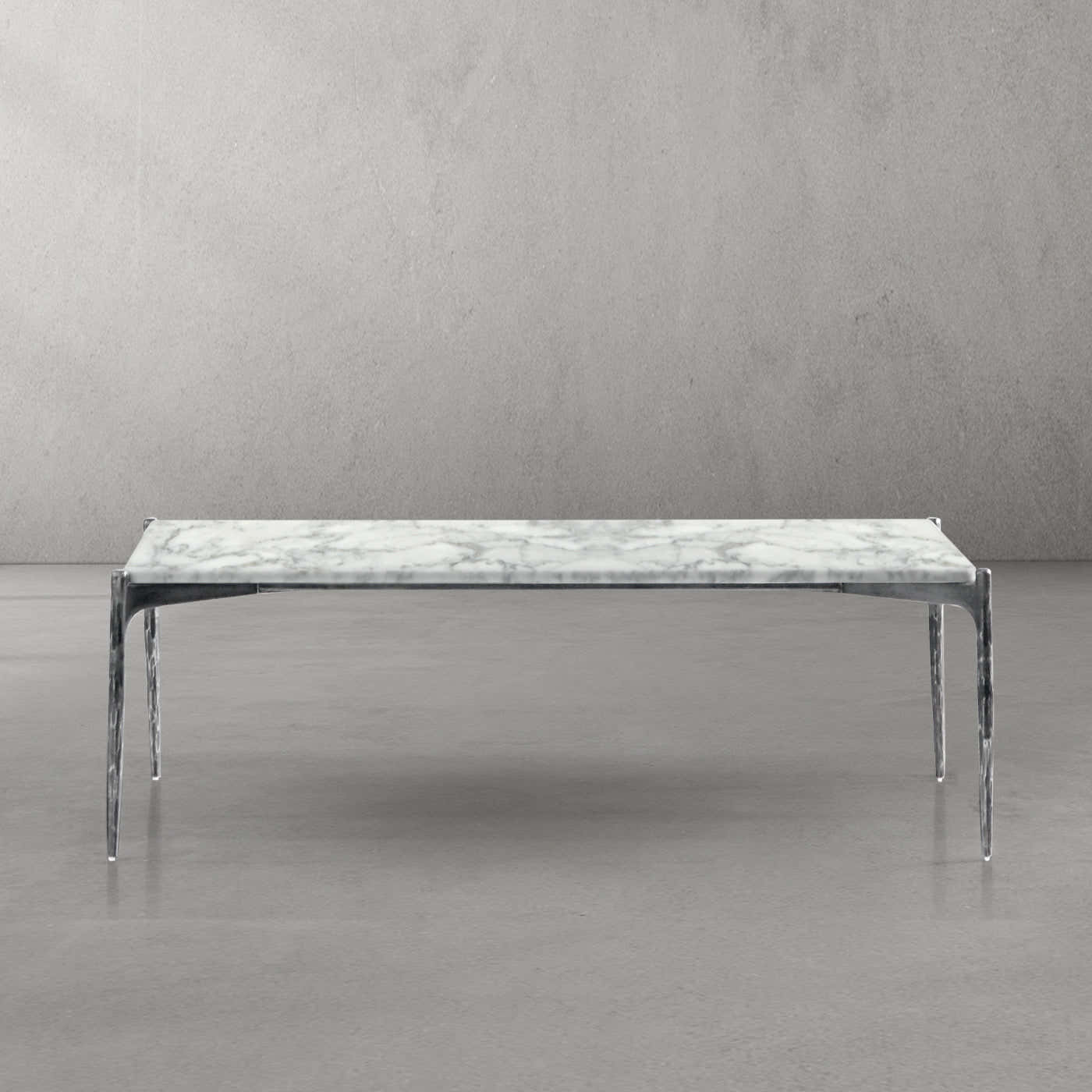 Hand-Forged Metal Rectangle Horn Marble Coffee Table 48"W
