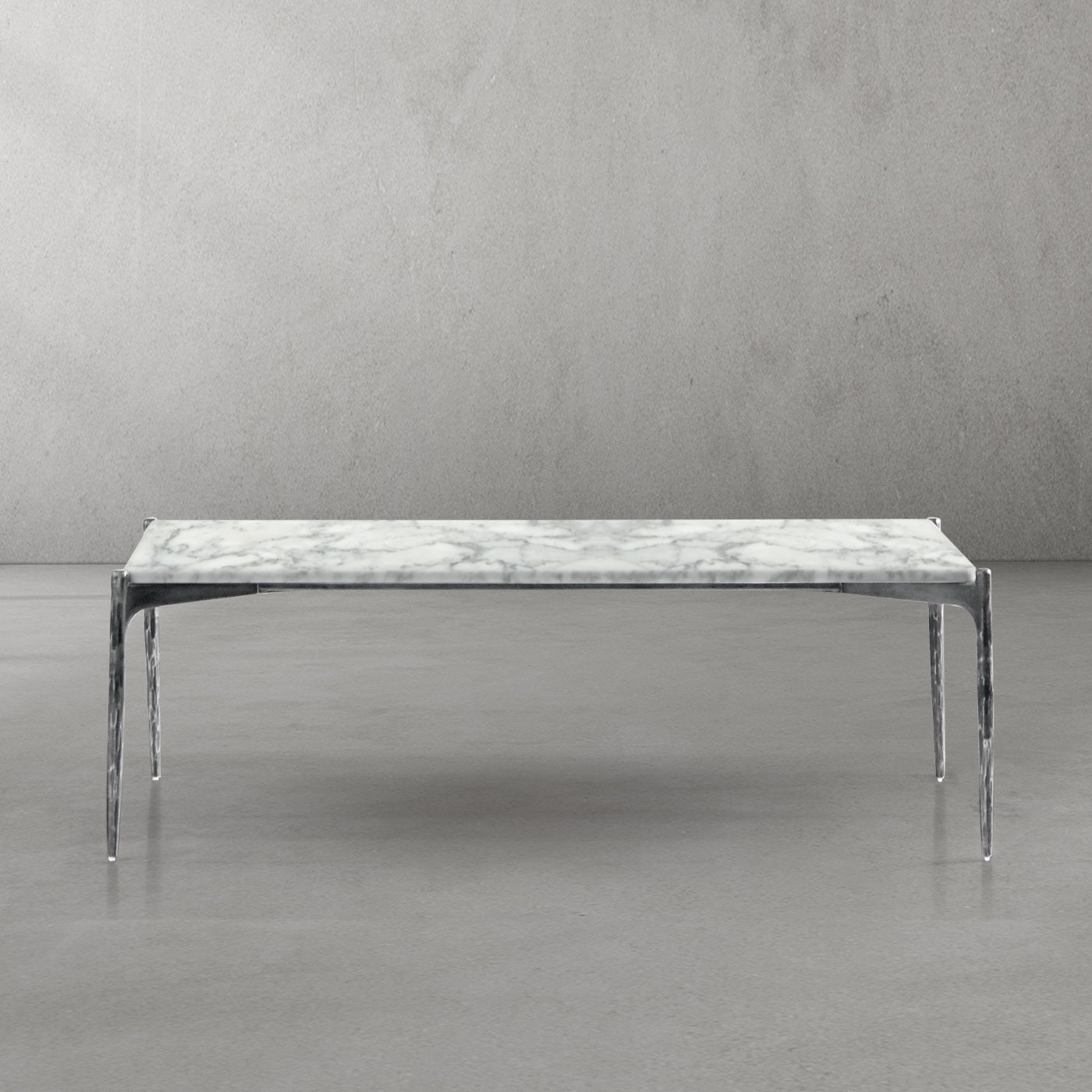 Hand-Forged Metal Rectangle Horn Marble Coffee Table