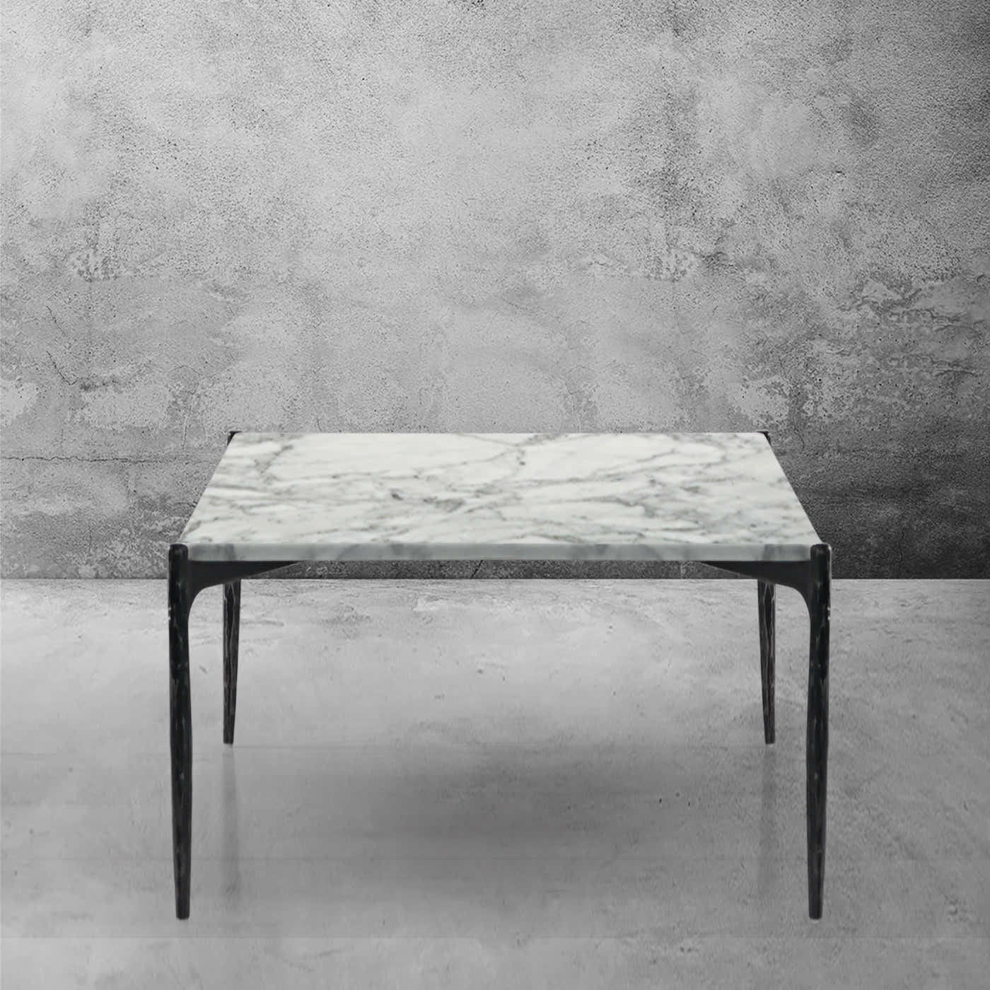 Hand-Forged Metal Rectangle Horn Marble Coffee Table 48"W