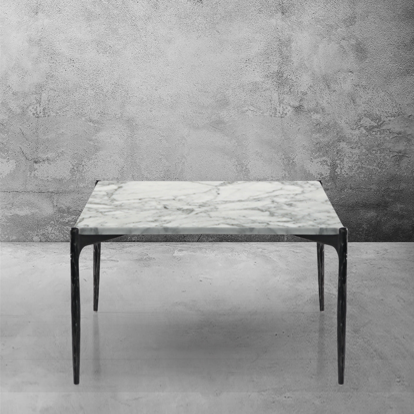 Hand-Forged Metal Rectangle Horn Marble Coffee Table